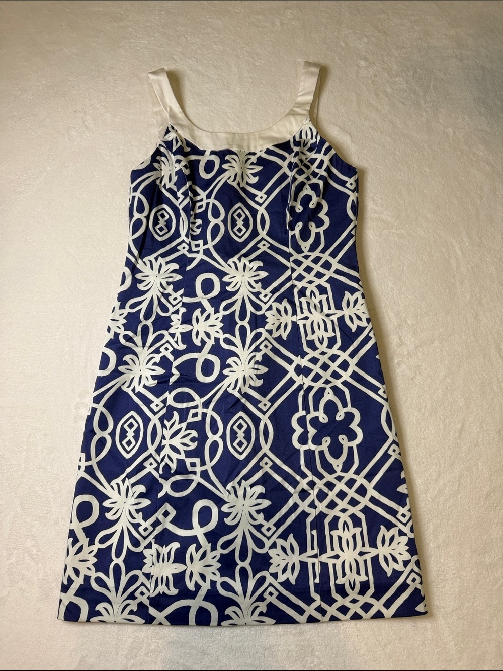 Kaeli Smith Navy & White Geometric Floral Mini Dress